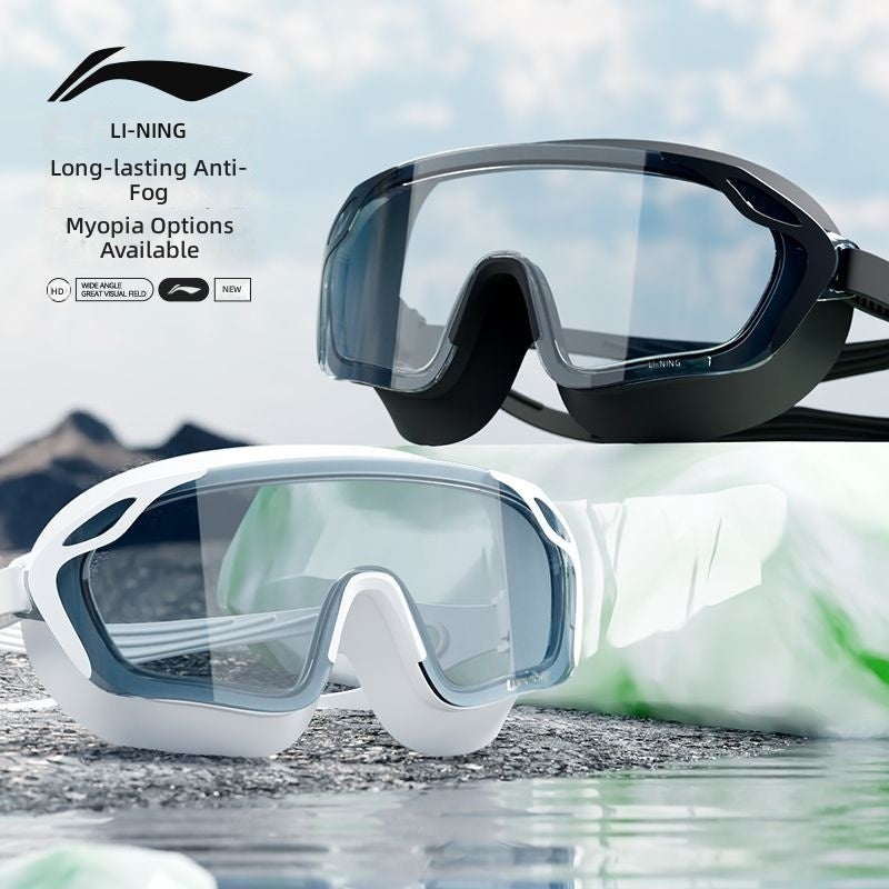 Lining Professional Swim Goggles with HD Waterproof and Anti-Fog Design, Large Frame for Adults and Myopic Swimmers, Includes Men's and Women's Swimming Caps - Image 3
