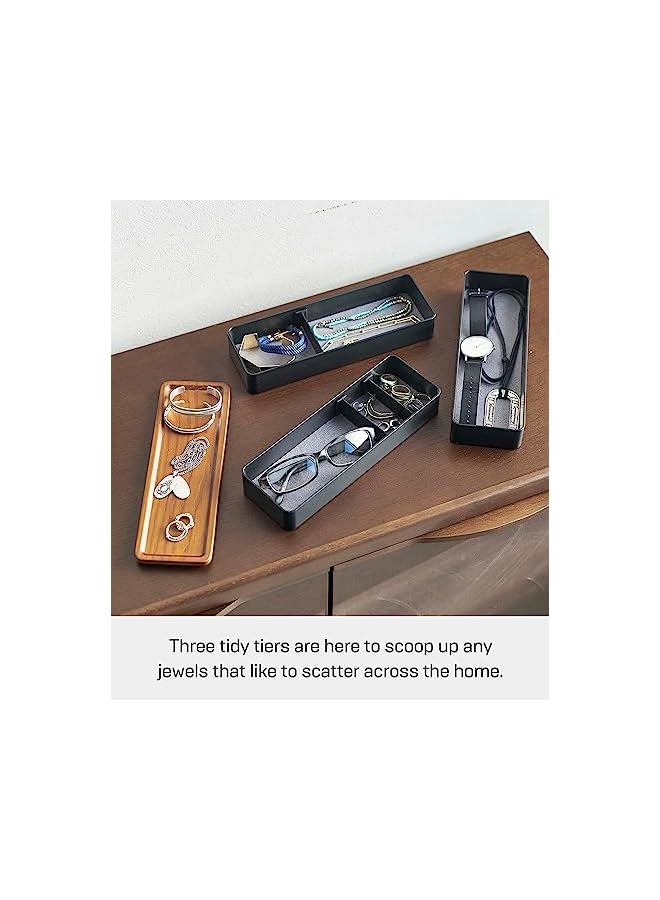 The Bros Home Rin Stacking Watch And Accessory Case, Jewelry Box Organizer For Glasses, 3-Tier - Accessories - Plastic + Wood, Black - Image 2