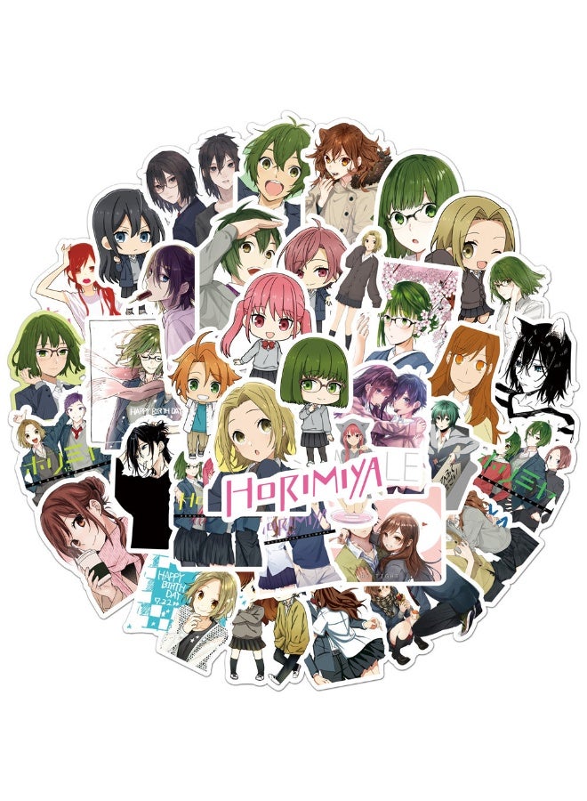 NIBEMINENT 50 Pcs Horimiya Deco Kit Waterproof Stickers, High Definition Printing Bright Colors, Suitable for Laptop Skateboard Luggage Water Bottle Guitar DIY - Image 1