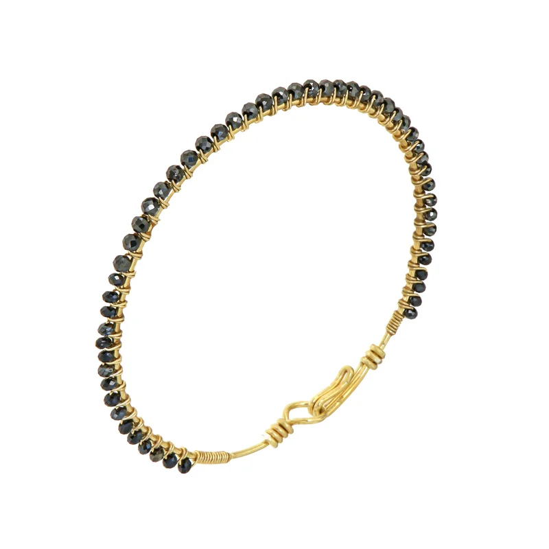 جواندلينا Gold Plated Bracelet with Black Spinell