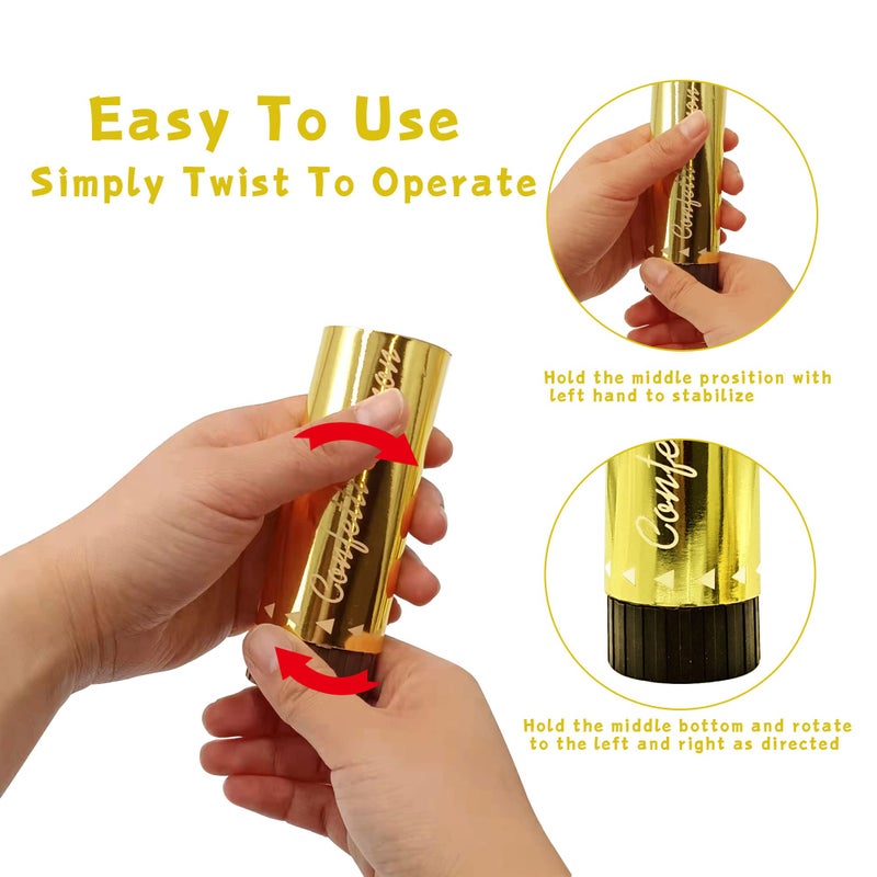 KDPATFAV Confetti Poppers Cannons for Wedding Birthday Graduation Baby Shower Anniversary Christmas New Year's Kids Fun Party Supplies Decorations and Favors (Gold) - Image 3