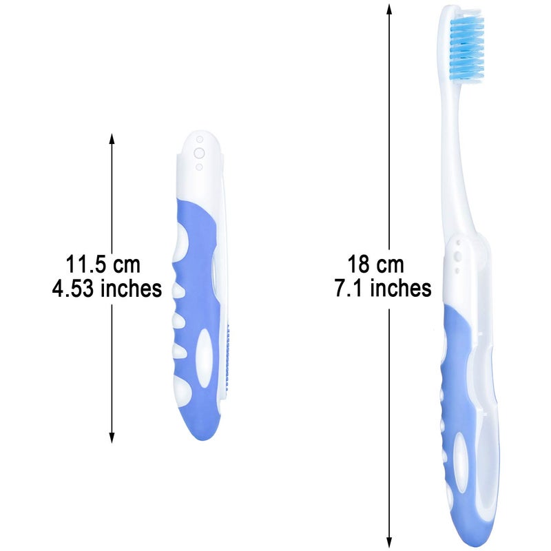 BOAO 4 Pieces Folding Travel Toothbrush Portable Soft Toothbrush with Soft Bristles Brushes for Sensitive Gums (Pink, Yellow, Blue, Green) - Image 2