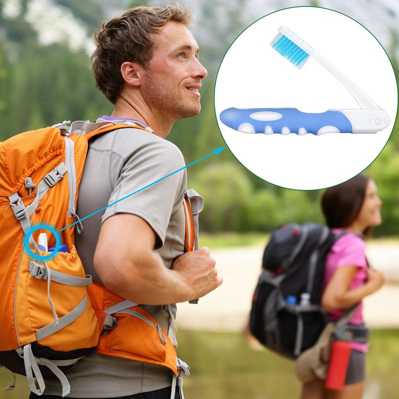 BOAO 4 Pieces Folding Travel Toothbrush Portable Soft Toothbrush with Soft Bristles Brushes for Sensitive Gums (Pink, Yellow, Blue, Green) - Image 3