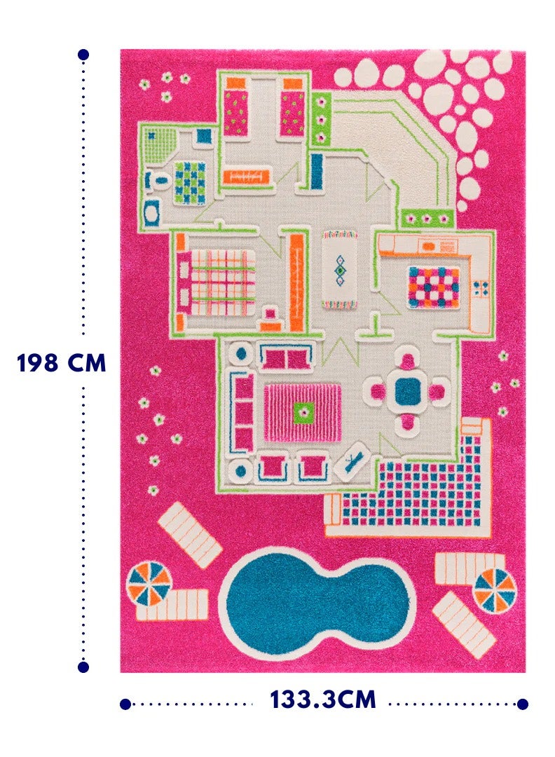 IVI 3D Play Carpet Playhouse - Large | Pink | Activity Playmat for Kids & Children | Bedroom, Living Room, Nursery Rug | Polypropylene | Foldable | 200 cm x 135 cm - Image 2