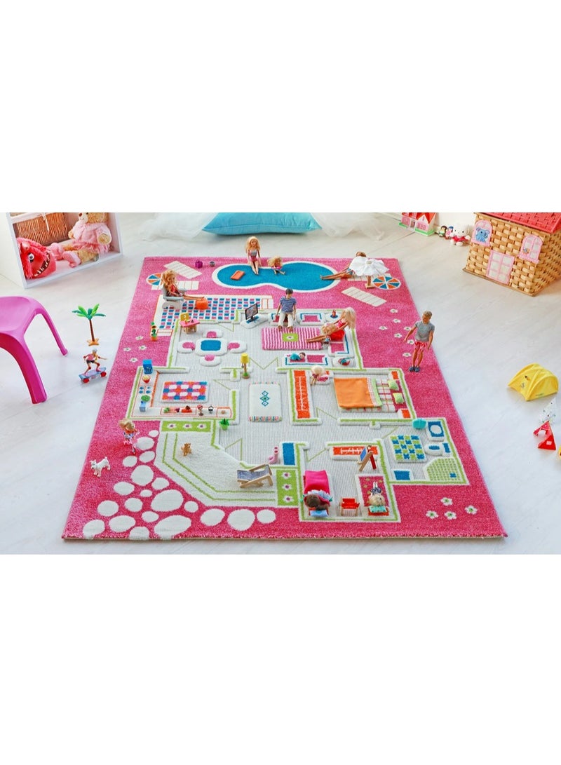IVI 3D Play Carpet Playhouse - Large | Pink | Activity Playmat for Kids & Children | Bedroom, Living Room, Nursery Rug | Polypropylene | Foldable | 200 cm x 135 cm - Image 4