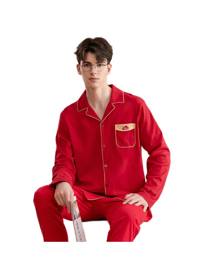 Fenton Mingxing Fan Chengcheng Same Style Anti-Mite Pure Cotton Pajamas, Women'S Autumn And Winter Long-Sleeve Men'S Loungewear Set - Image 1