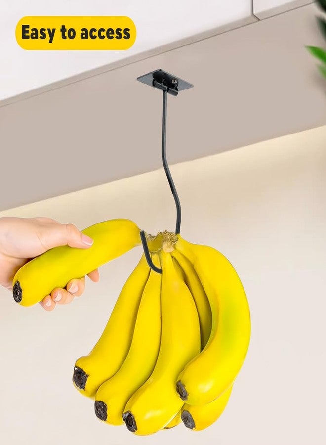 HONUTIGE 2 pcs Banana Hook, Banana Holder Under Cabinet to Keep Bananas Fresh Self Adhesive Banana Hook Foldable Metal Banana Hanger Hook Magnetic Banana Holder Hook for Bananas or Other Kitchen Items - Image 5