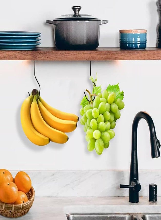 HONUTIGE 2 pcs Banana Hook, Banana Holder Under Cabinet to Keep Bananas Fresh Self Adhesive Banana Hook Foldable Metal Banana Hanger Hook Magnetic Banana Holder Hook for Bananas or Other Kitchen Items - Image 2