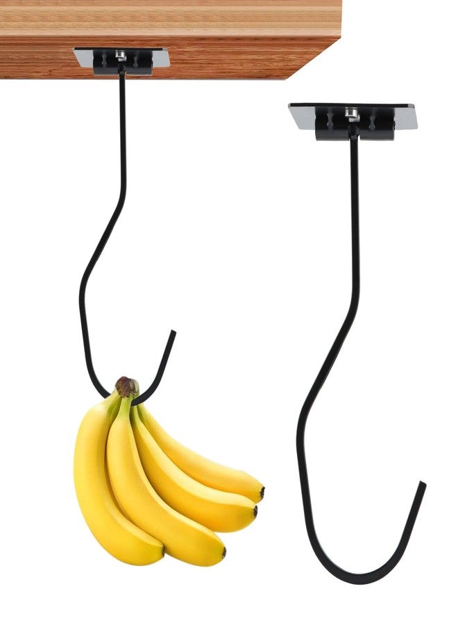 HONUTIGE 2 pcs Banana Hook, Banana Holder Under Cabinet to Keep Bananas Fresh Self Adhesive Banana Hook Foldable Metal Banana Hanger Hook Magnetic Banana Holder Hook for Bananas or Other Kitchen Items - Image 1