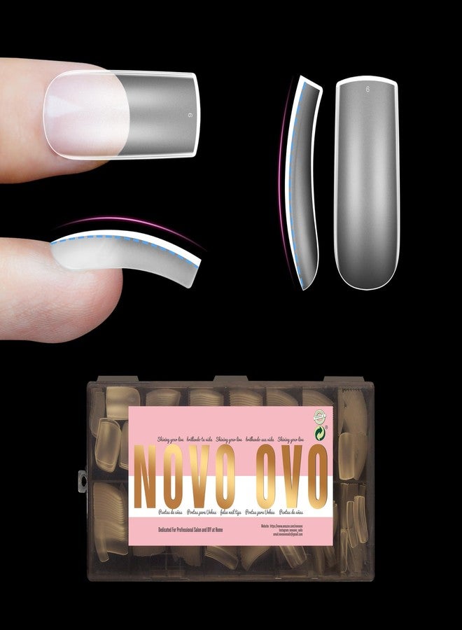 NOVO OVO Halloween Slightly Curved Square Nail Tip Medium Length, Extra Thick Natural Hawk Curve Eagle Claw False Nails Press on, Full Cover Soft Gel Extension Acrylic French Tip x 15 Size 360 pcs - Image 1