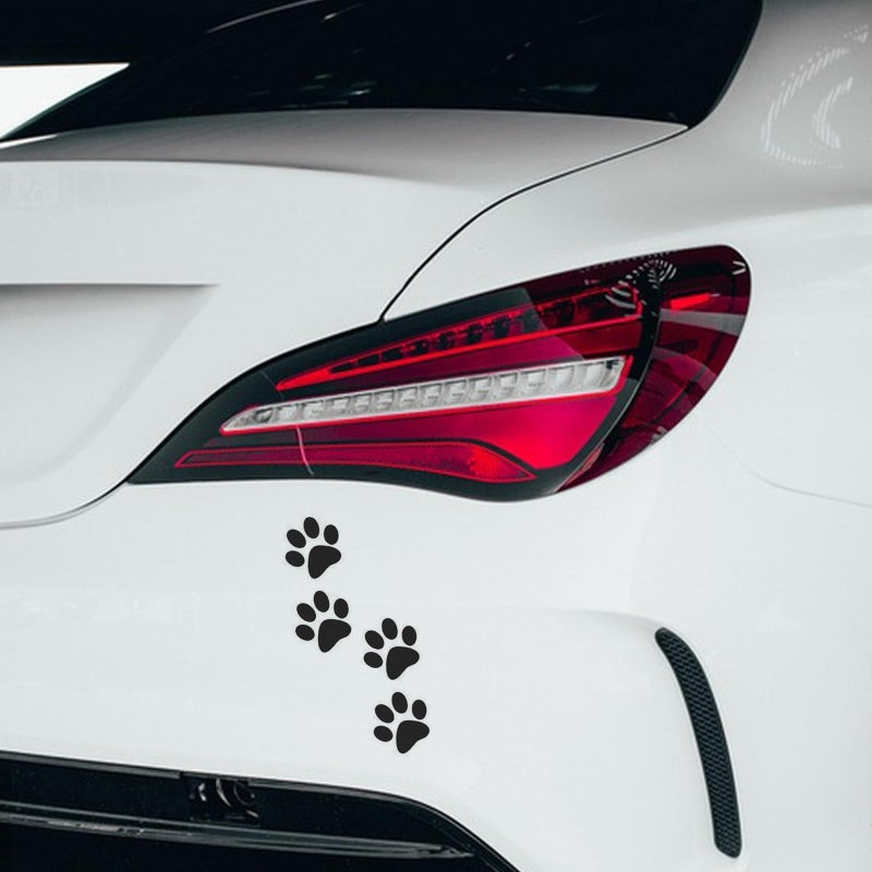 24pcs Carbon Fiber Black Cat Footprint Car Stickers Waterproof Vinyl Decals For Auto Body - Image 5