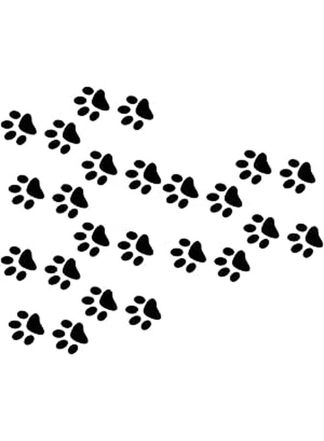 24pcs Carbon Fiber Black Cat Footprint Car Stickers Waterproof Vinyl Decals For Auto Body - Image 1