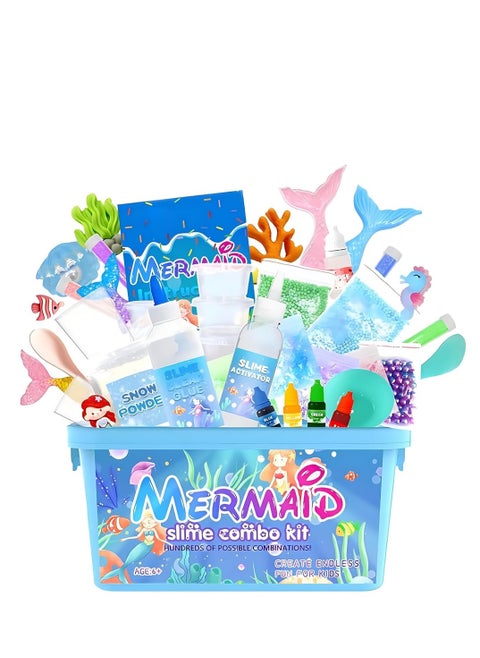 Mermaid DIY Slime Kit for Kids, Fun Soft and Non-Sticky Butter Slime Making Kit Toy