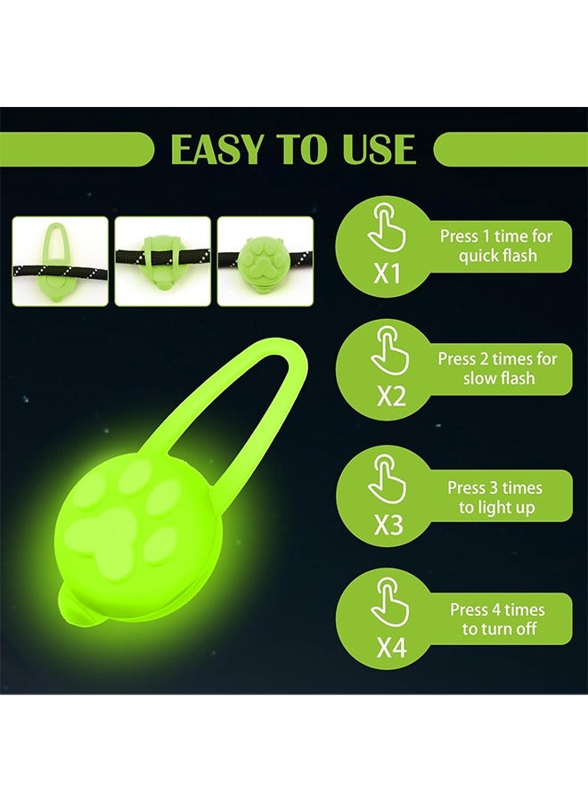 مصباحان لطوق الحيوانات الأليفة (كلاب وقطط)، مصباح LED لعلامة الكلب، مشبك سيليكون مقاوم للماء، مصابيح أمان للحيوانات الأليفة، 3 أوضاع إضاءة، ضوء عالي الوضوح لطوق الجرو، مناسب للمشي الليلي والجري والتخييم (أخضر وأزرق) - Image 4
