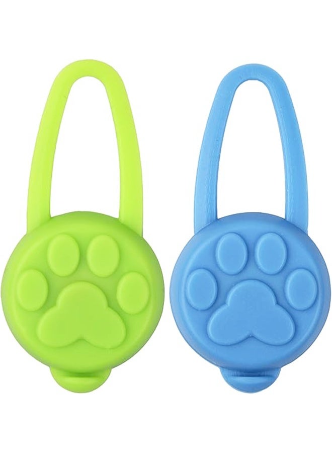 مصباحان لطوق الحيوانات الأليفة (كلاب وقطط)، مصباح LED لعلامة الكلب، مشبك سيليكون مقاوم للماء، مصابيح أمان للحيوانات الأليفة، 3 أوضاع إضاءة، ضوء عالي الوضوح لطوق الجرو، مناسب للمشي الليلي والجري والتخييم (أخضر وأزرق) - Image 1