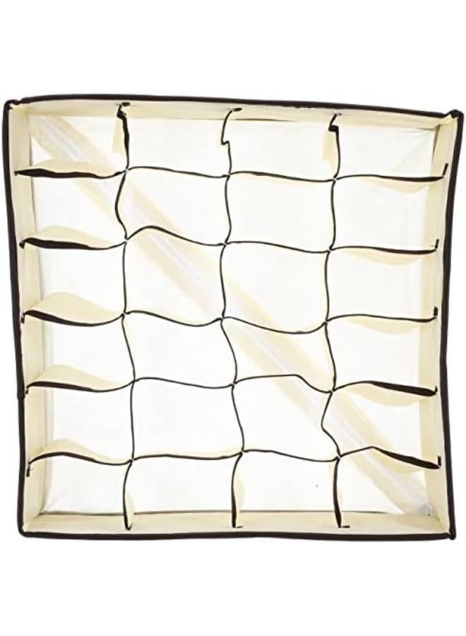 منظم أدراج من 4 قطع، منظم خزانة ملابس من القماش، صندوق تخزين ملابس داخلية قابل للطي لتوفير الوقت والمساحة، منظم حمالات صدر للقمصان، ربطات العنق، الجوارب، حمالات الصدر، الملابس الداخلية (بيج) - Image 3