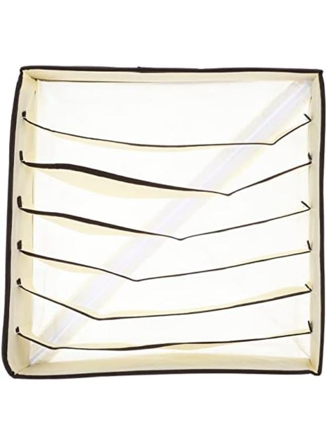 منظم أدراج من 4 قطع، منظم خزانة ملابس من القماش، صندوق تخزين ملابس داخلية قابل للطي لتوفير الوقت والمساحة، منظم حمالات صدر للقمصان، ربطات العنق، الجوارب، حمالات الصدر، الملابس الداخلية (بيج) - Image 2