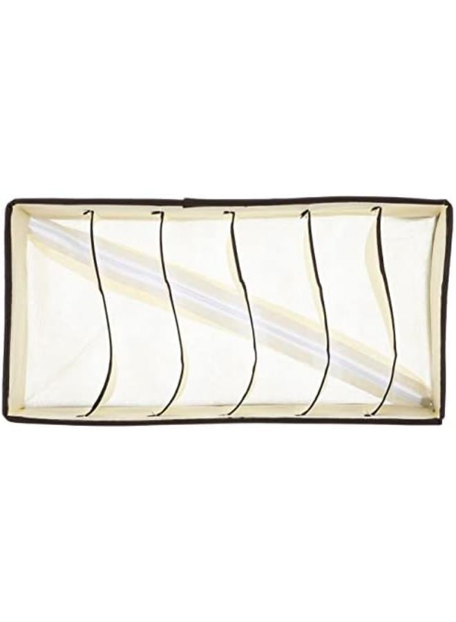 منظم أدراج من 4 قطع، منظم خزانة ملابس من القماش، صندوق تخزين ملابس داخلية قابل للطي لتوفير الوقت والمساحة، منظم حمالات صدر للقمصان، ربطات العنق، الجوارب، حمالات الصدر، الملابس الداخلية (بيج) - Image 4