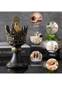 Y&D Retro Style Aromatherapy Tower Incense Burner Golden Resin Incense Burner-Black  - Image 4