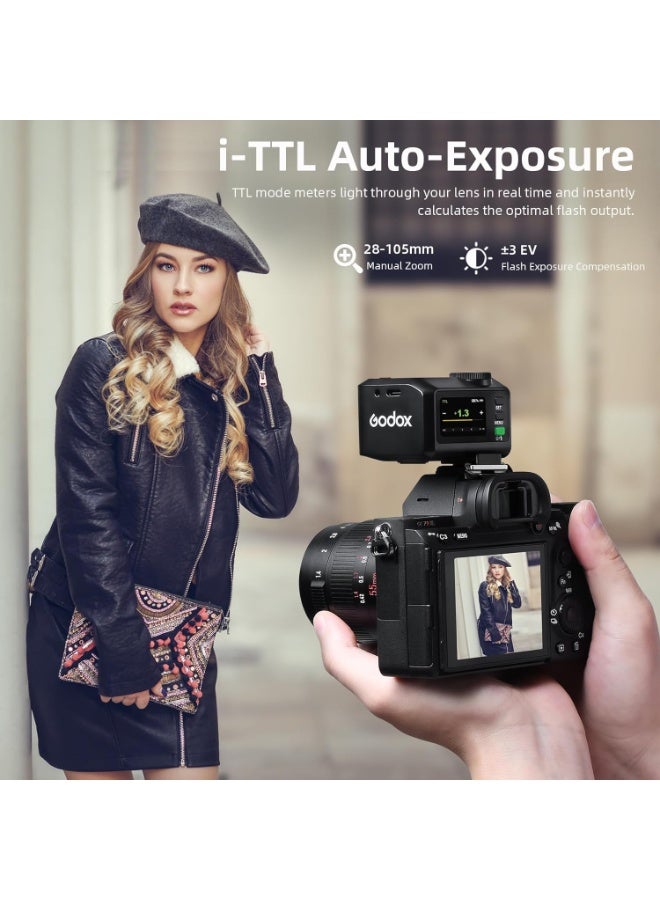 Godox iT30 Pro N TTL Mini Flash for Nikon with Diffuser—HSS 1/8000s, 2.8" Full-Color Touchscreen, 2.4G Wireless X System, Magnetic Mount, Tilt/Swivel Camera Speedlight (Black) - Image 4