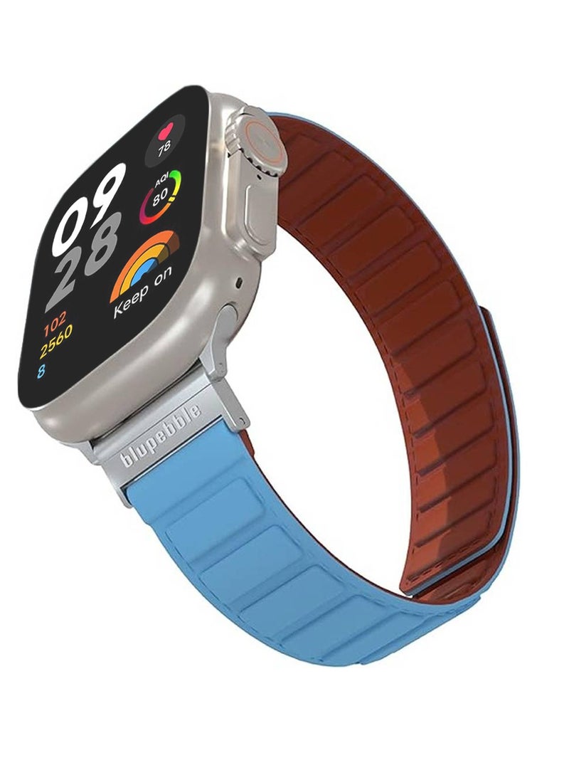 blupebble Blupebble Silicone Reversible 49/45/44/42mm Magnetic Strap BP-HOCHFEI49-BLBR Blue & Brown  - Image 2