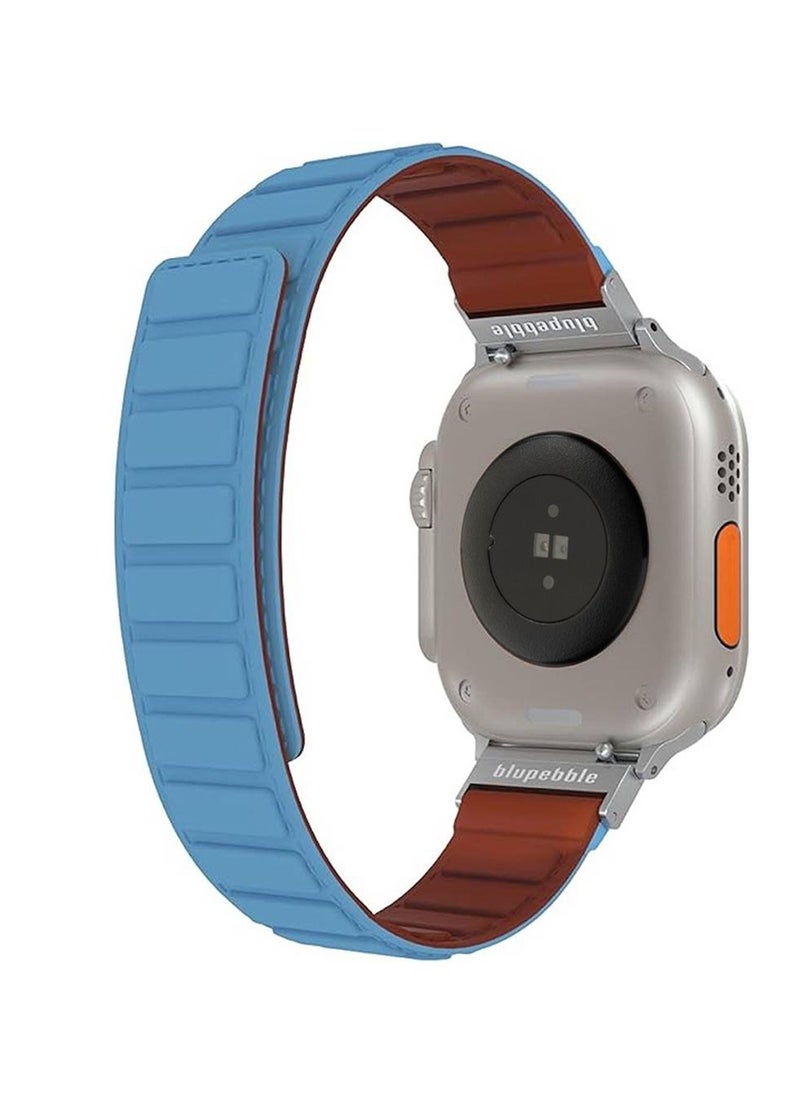 blupebble Blupebble Silicone Reversible 49/45/44/42mm Magnetic Strap BP-HOCHFEI49-BLBR Blue & Brown  - Image 3