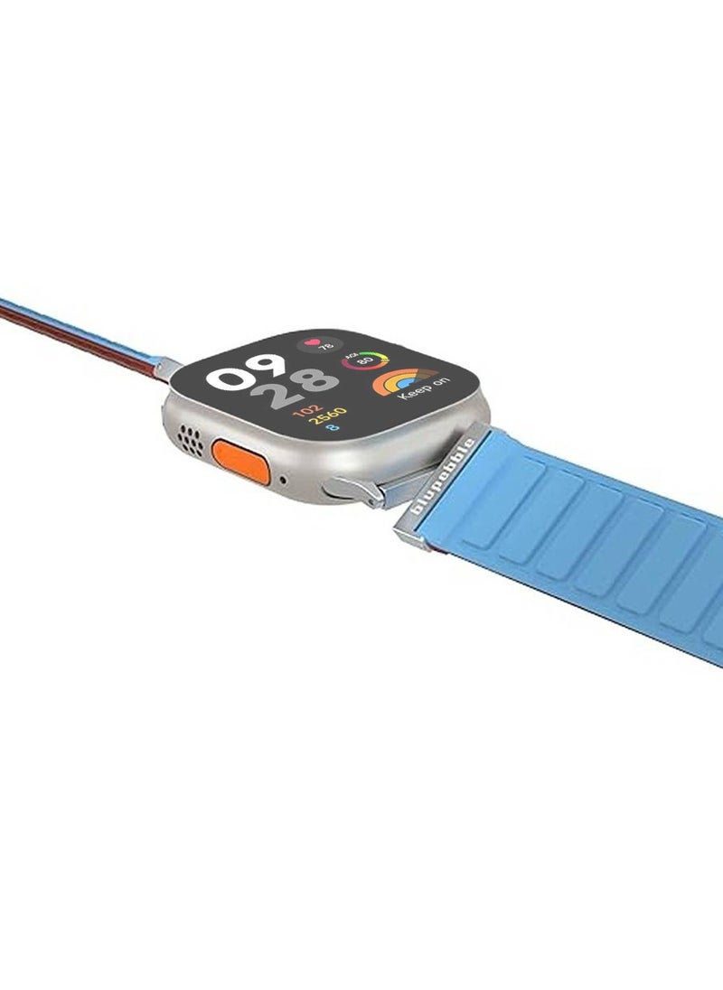 blupebble Blupebble Silicone Reversible 49/45/44/42mm Magnetic Strap BP-HOCHFEI49-BLBR Blue & Brown  - Image 5