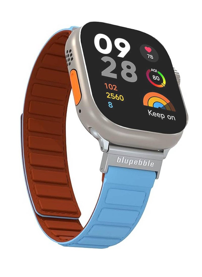 blupebble Blupebble Silicone Reversible 49/45/44/42mm Magnetic Strap BP-HOCHFEI49-BLBR Blue & Brown  - Image 4