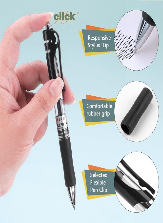 Bribobo Gel Pens Fine Point Smooth Writing Pens, Retractable Black Ink Pens for School Office Supplie, 0.5mm, 12 Pack - Image 3