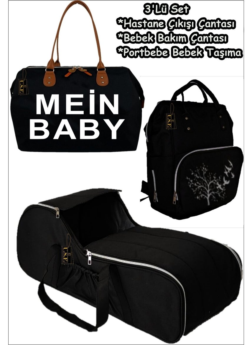 U.S.F Mother Baby Care Bag + Carrycot Baby Carrier Stroller + Hospital Discharge Bag Carrycot Baby Carrier Stroller Set of 3  - Image 1
