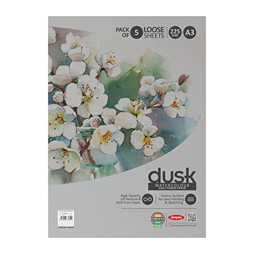 Anupam Dusk Grey Toned Paper - Acid Free - Cold Press Paper - 20 Loose Sheet - 225 GSM - A5 - Image 3