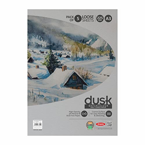 Anupam Dusk Grey Toned Paper - Acid Free - Cold Press Paper - 20 Loose Sheet - 225 GSM - A5 - Image 1
