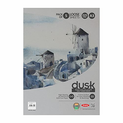 Anupam Dusk Grey Toned Paper - Acid Free - Cold Press Paper - 20 Loose Sheet - 225 GSM - A5 - Image 4