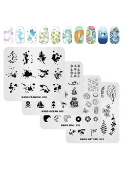 KADS KADS 4pcs Nail Art Stamping Plates Food Leaf Pattern Fashion Cute Stamping Templates Manicure Print Image Templates 