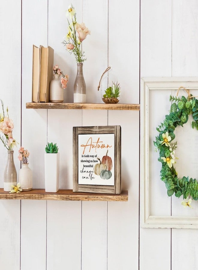 XJCUG Fall Wood Sign, Fall Decor, Box Wood Plaques Desk Décor, Home Decor, Pumpkin Sign, Farmhouse Decor, Sign for Thanksgiving Decorating, Autumn is Gods Way of Showing Us How Beautiful Change Can Be - Image 5