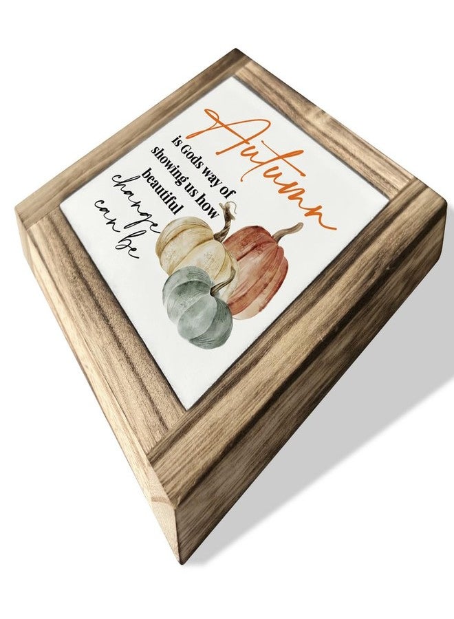 XJCUG Fall Wood Sign, Fall Decor, Box Wood Plaques Desk Décor, Home Decor, Pumpkin Sign, Farmhouse Decor, Sign for Thanksgiving Decorating, Autumn is Gods Way of Showing Us How Beautiful Change Can Be - Image 2
