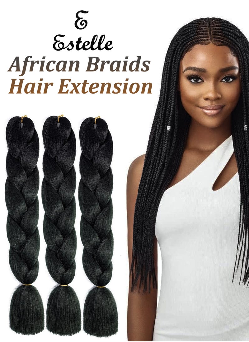 Estelle Hairstyling With Premium Set Of 3 Jumbo African Braiding Hair Extensions 82 Inches Each Kanekalon Crochet Twist Hair Synthetic High Temperature Fiber For Black Women Braids Wig  - Image 1