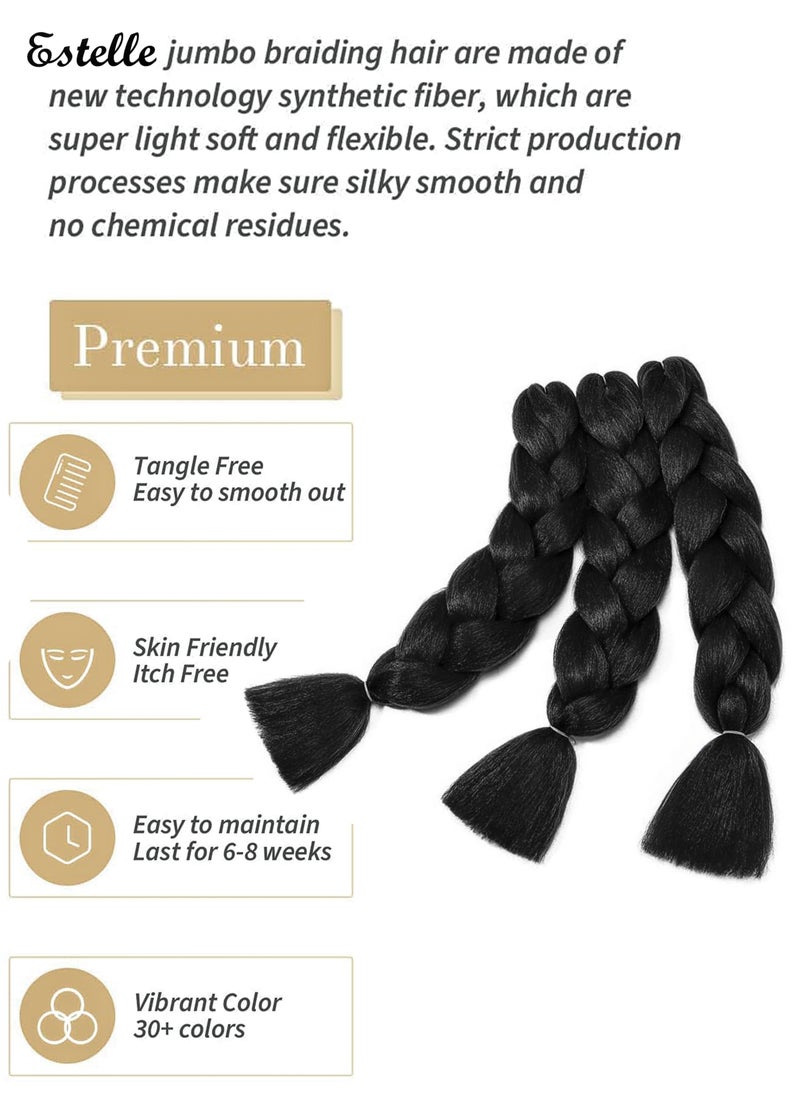 Estelle Hairstyling With Premium Set Of 3 Jumbo African Braiding Hair Extensions 82 Inches Each Kanekalon Crochet Twist Hair Synthetic High Temperature Fiber For Black Women Braids Wig  - Image 5
