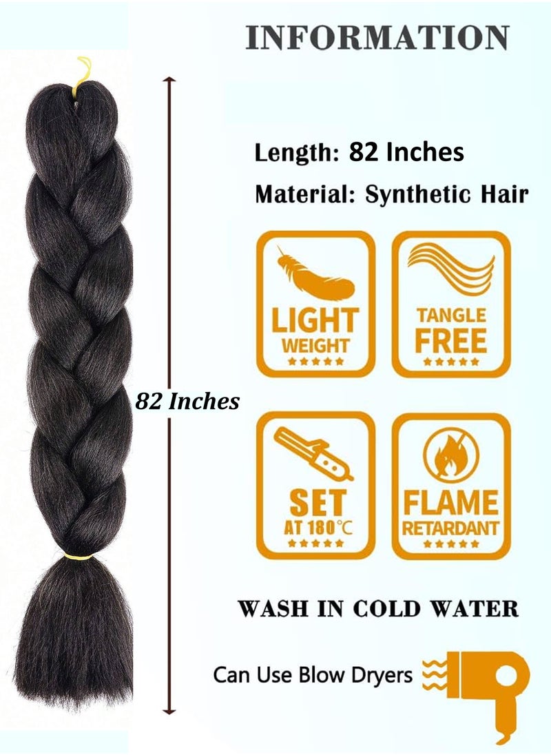 Estelle Hairstyling With Premium Set Of 3 Jumbo African Braiding Hair Extensions 82 Inches Each Kanekalon Crochet Twist Hair Synthetic High Temperature Fiber For Black Women Braids Wig  - Image 3