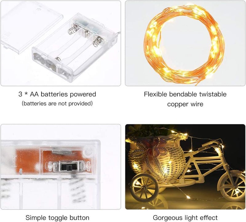 7 star DECOR 3AA Battery Powered Waterproof Copper Wire String Fairy Lights with 50 LEDs 5 Meter Warm White - Image 2