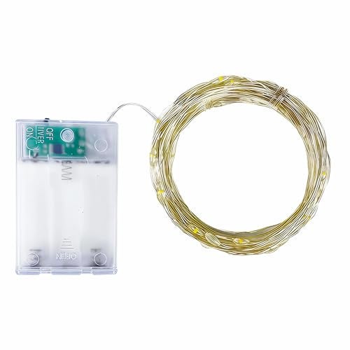 7 star DECOR 3AA Battery Powered Waterproof Copper Wire String Fairy Lights with 50 LEDs 5 Meter Warm White - Image 1
