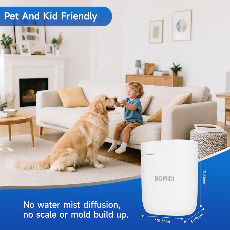 BOMIDI Smart Waterless Aroma Diffuser - Bluetooth Essential Oil Diffuser for Home & Office, Mist-Free Safe for Kids/Pets, 90m³ Coverage, 3 Intensity Modes - White - Image 2