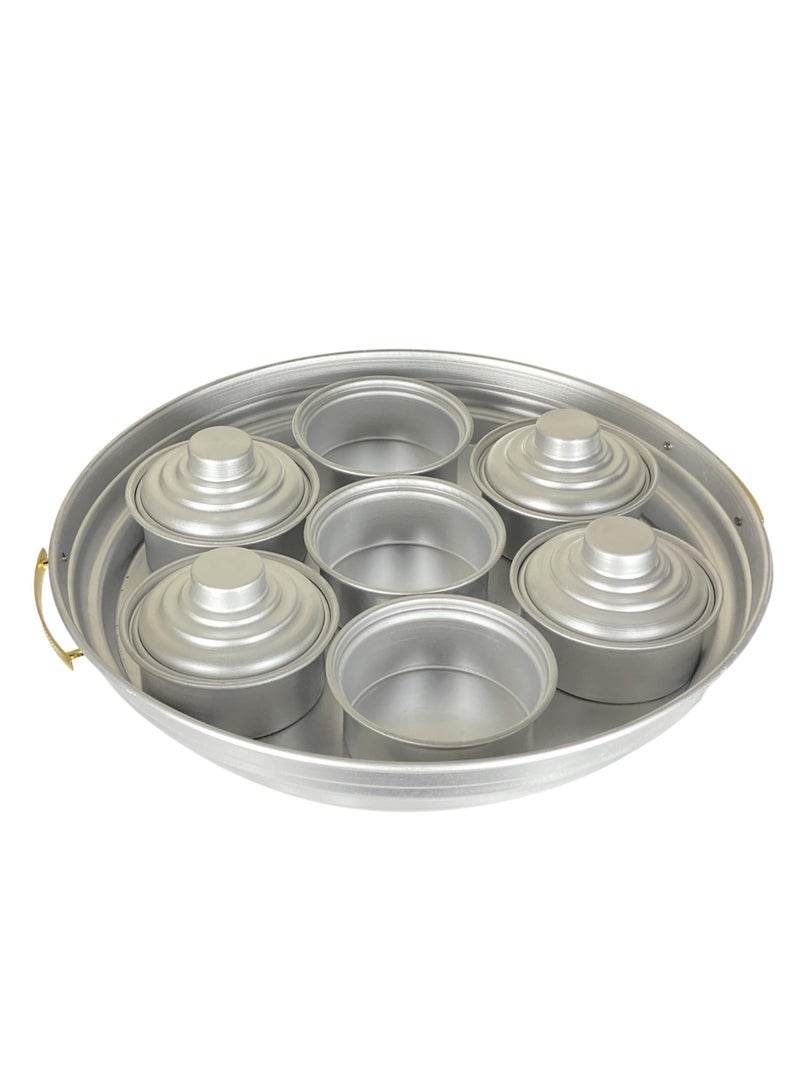 ايدا صينية تقديم مع 7 أطباق تقديم مع غطاء فضي 44 سم - Image 3