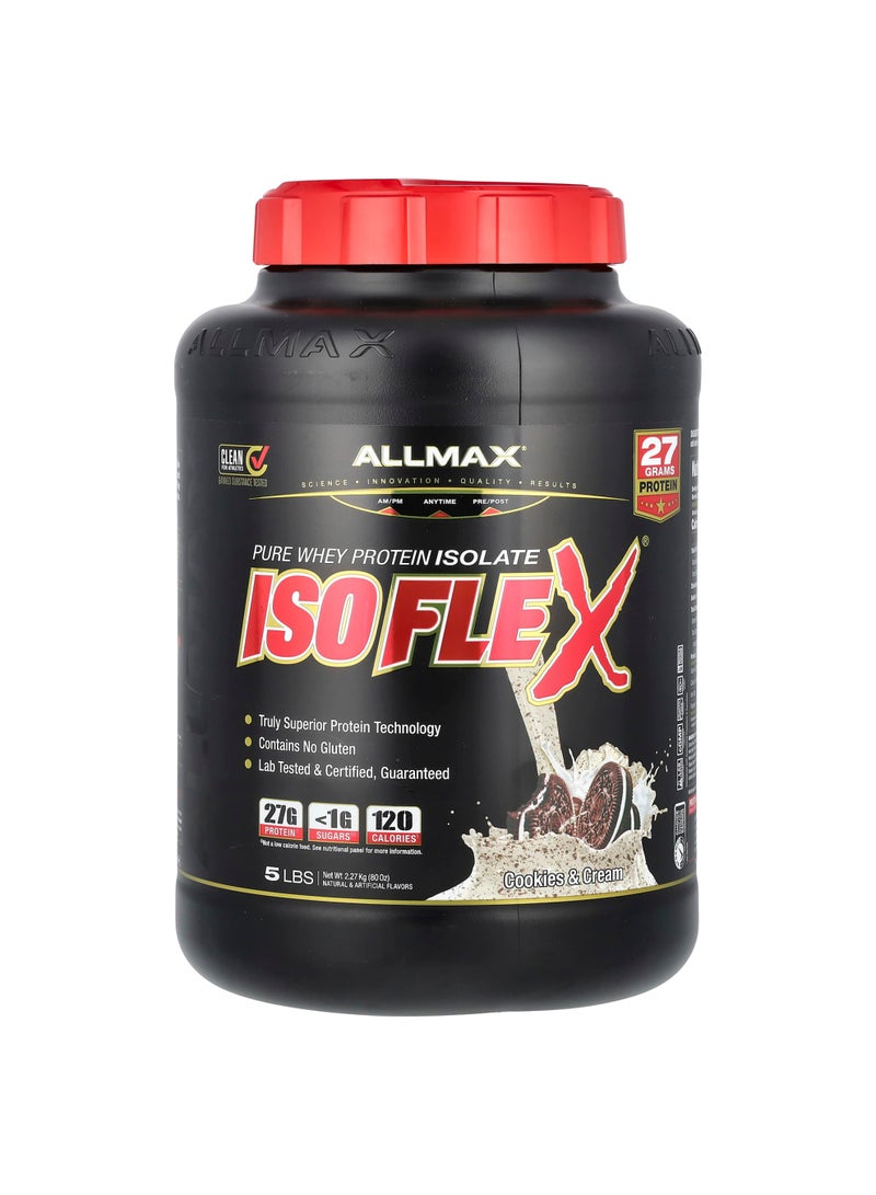 Allmax ISOFLEX, Pure Whey Protein Isolate, Cookies & Cream, 5 lbs (2.27 kg)