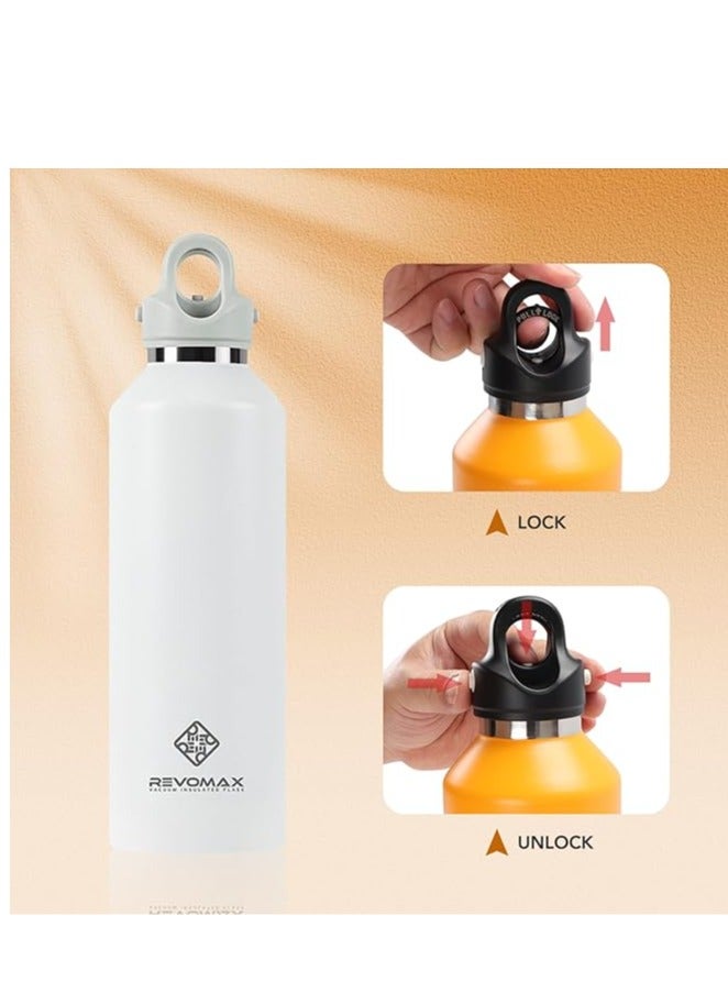 RevoMax Double Walled Vacuum Insulated Water Bottle, Copper Plated, Insulated Thermos Flask, Twist-Free Cap, Stainless Steel, BPA-free, Phthalate-free, No Flavour-Staining, 32oz/950ml, Matte White - Image 3