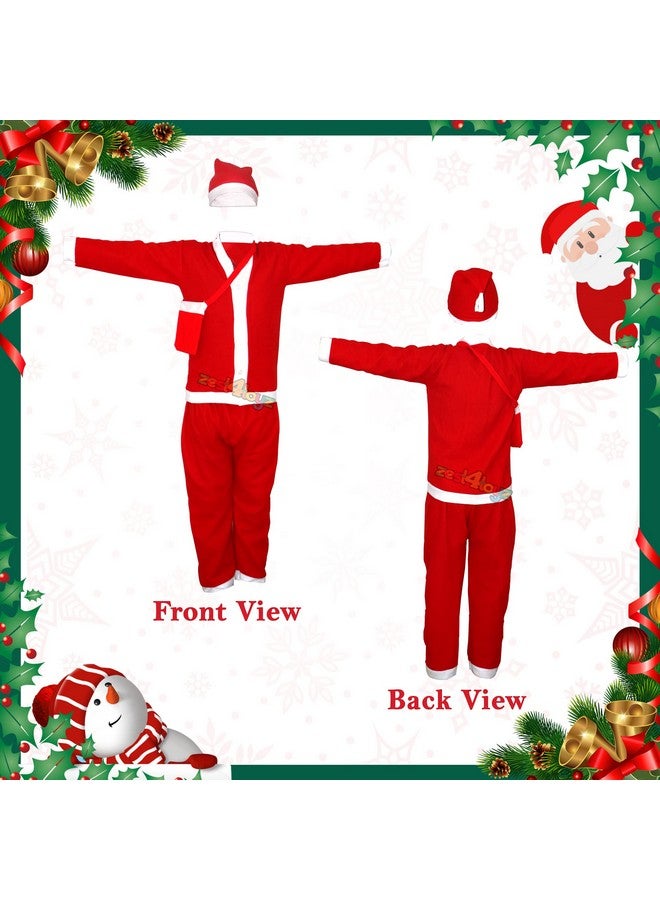 Zest 4 Toyz Zest 4 Toyz Synthetic Woven Santa Claus Dress For Kids Christmas Costume Dress With Jacket Pant Pouch And Cap Santa Dress For Boys And Girls - Age 7 To 10 Years Old, Red  - Image 3