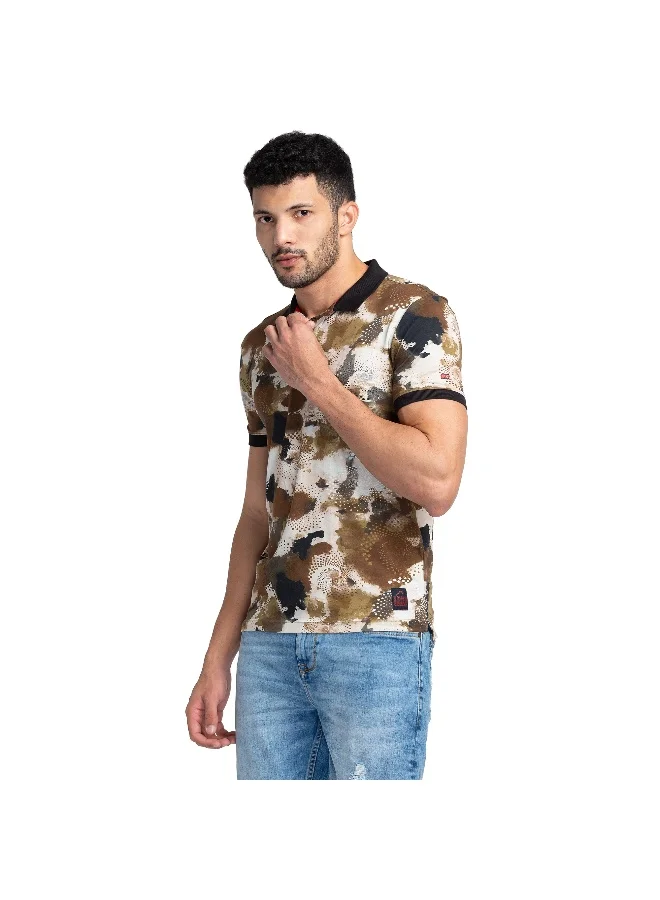 Being Human Mens Brown Polo Collar Short Sleeve Polo T-Shirt