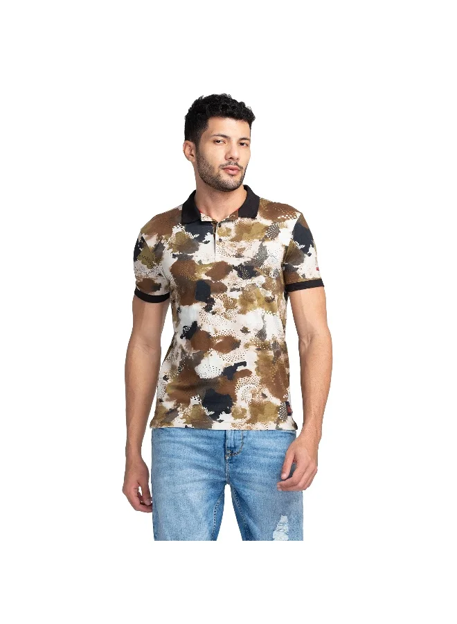 Being Human Mens Brown Polo Collar Short Sleeve Polo T-Shirt