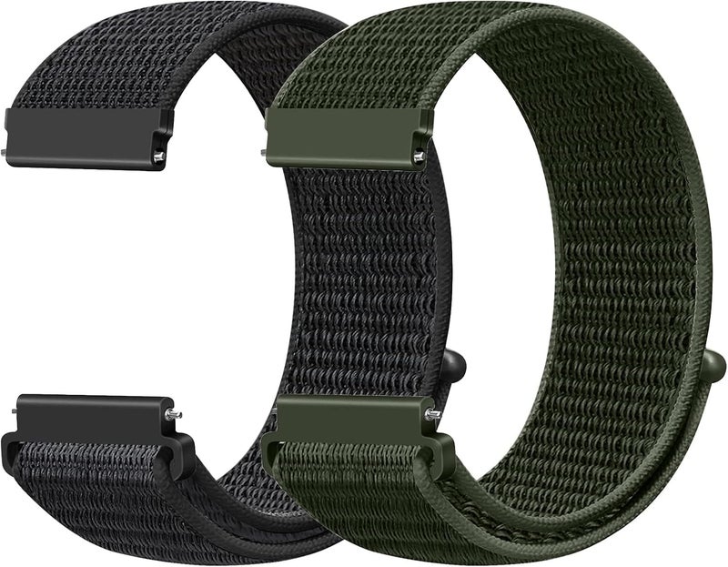 CERLINK 22mm SmartWatch Band Strap Nylon Soft Loop for ColorFit Pro 4/Pro 4 Max/Ultra/Ultra 2, Amazfit GTR 47mm/ GTR 2E, Galaxy Watch 3 45mm, S/S Pro (Pack of-2 Black/Green) - Image 1