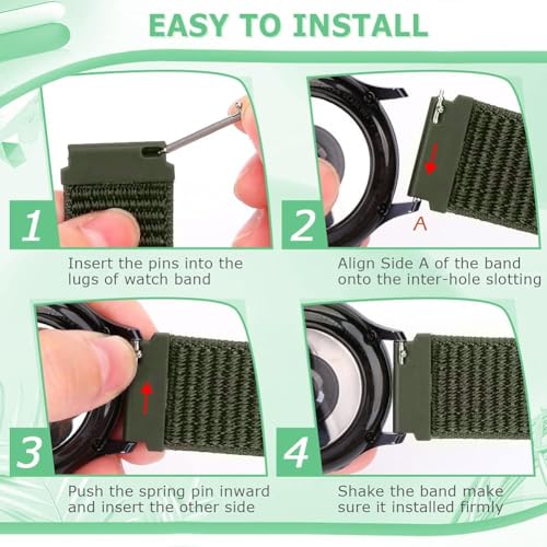 CERLINK 22mm SmartWatch Band Strap Nylon Soft Loop for ColorFit Pro 4/Pro 4 Max/Ultra/Ultra 2, Amazfit GTR 47mm/ GTR 2E, Galaxy Watch 3 45mm, S/S Pro (Pack of-2 Black/Green) - Image 2